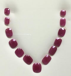 150.41 Carats Ruby Mozambique Cushion Faceted Cutstone Layout Heated Natural Gem