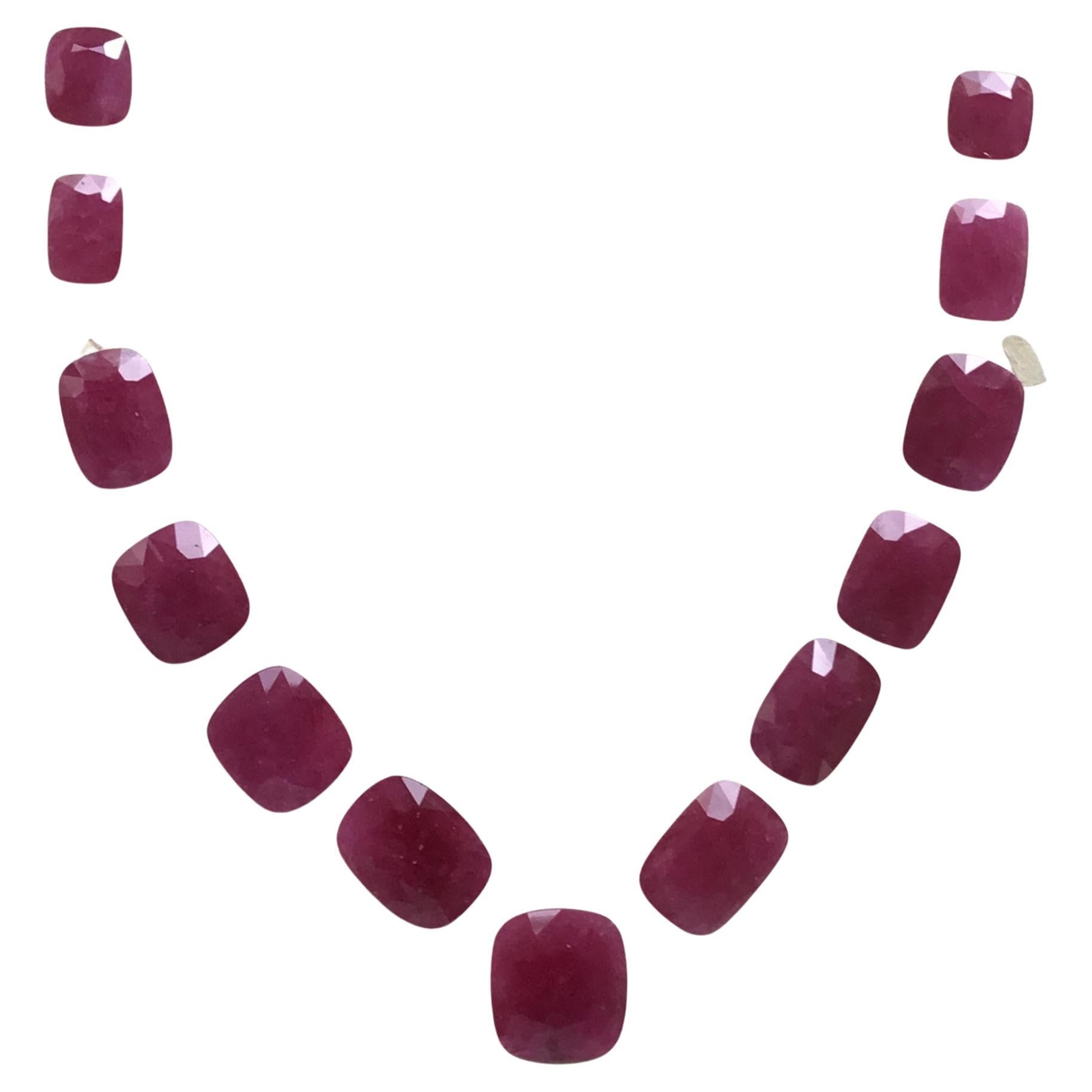 150.41 Carats Ruby Mozambique Cushion Faceted Cutstone Layout Heated Natural Gem