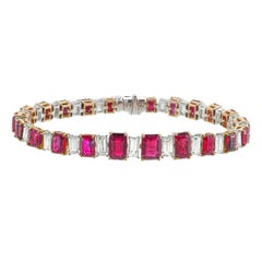 15.05 Carat Burma Ruby No Heat Ruby Bracelet In 18 Karat White Gold
