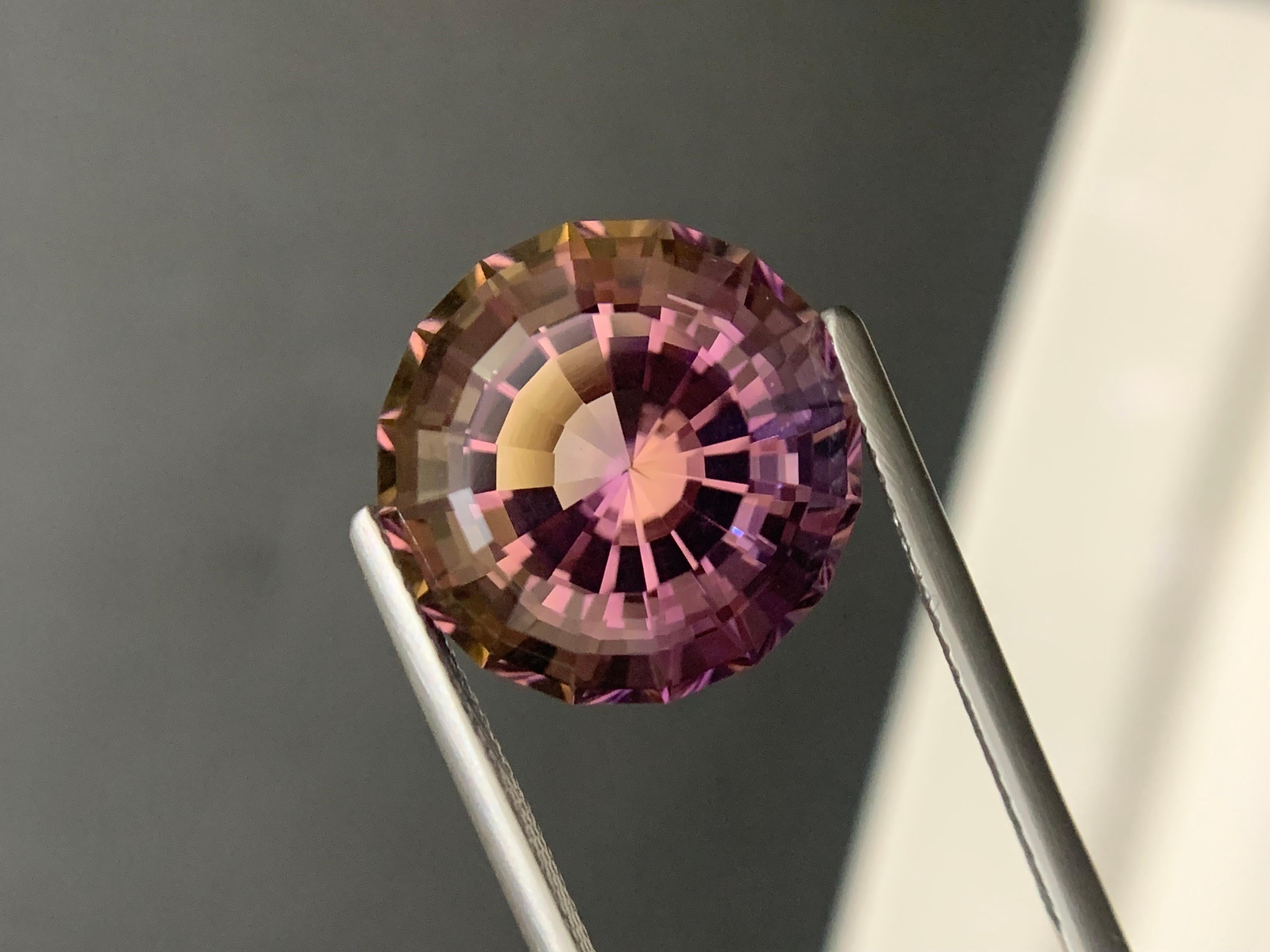 Taglio rotondo 15,05 carati di ametrino naturale sciolto di forma rotonda in vendita