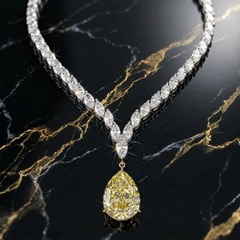 21ct GIA Certified Natural Fancy Intense Yellow Diamond Necklace