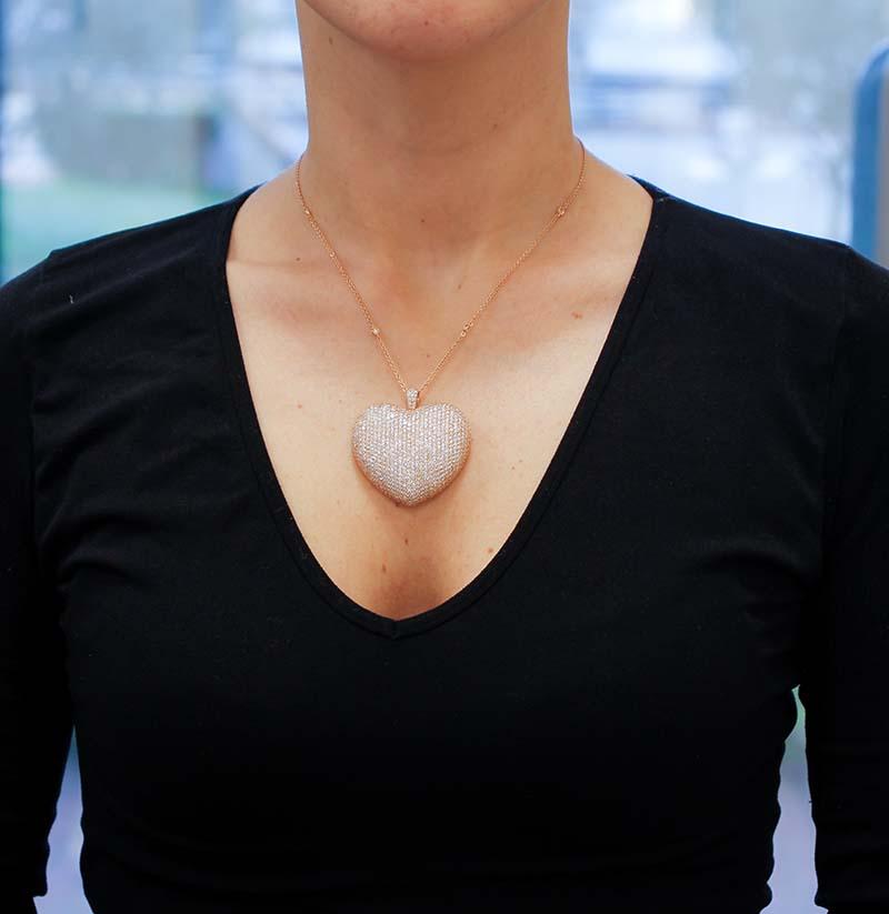 15.07 Ct Diamantes, Oro Rosa de 18 Kilates el Collar Colgante en Forma de Corazón Más Grande en Nuevo estado para la venta en Marcianise, Marcianise (CE)