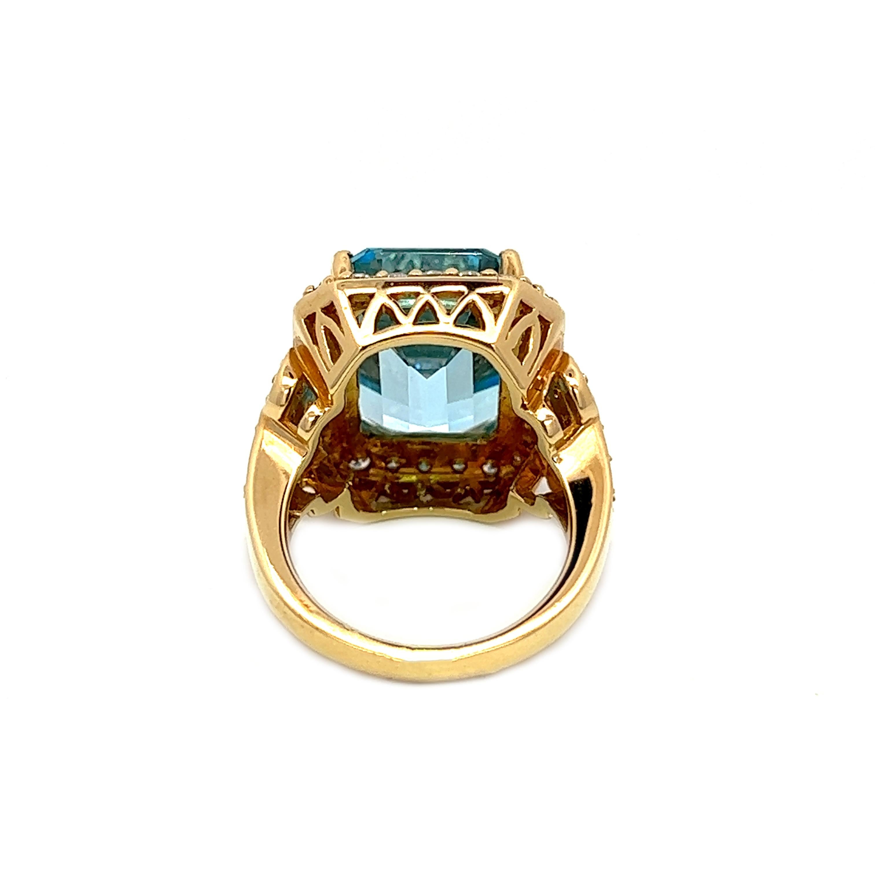 15.07CT Total Weight Blue Topaz & Diamonds Set in 14KY In New Condition For Sale In New York, NY