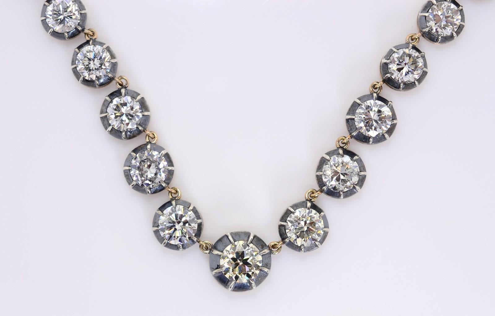 15.09 Carat Old Cut Diamond Victorian Revival Necklace In Good Condition For Sale In Beverly Hills, CA