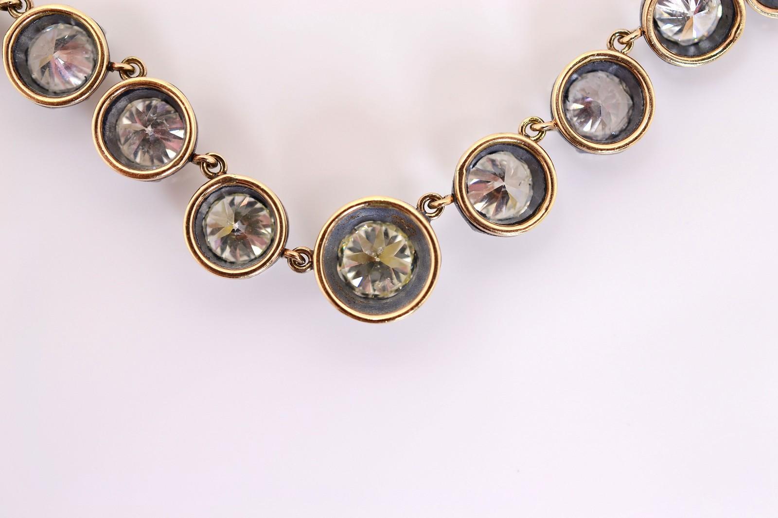 Women's 15.09 Carat Old Cut Diamond Victorian Revival Necklace For Sale