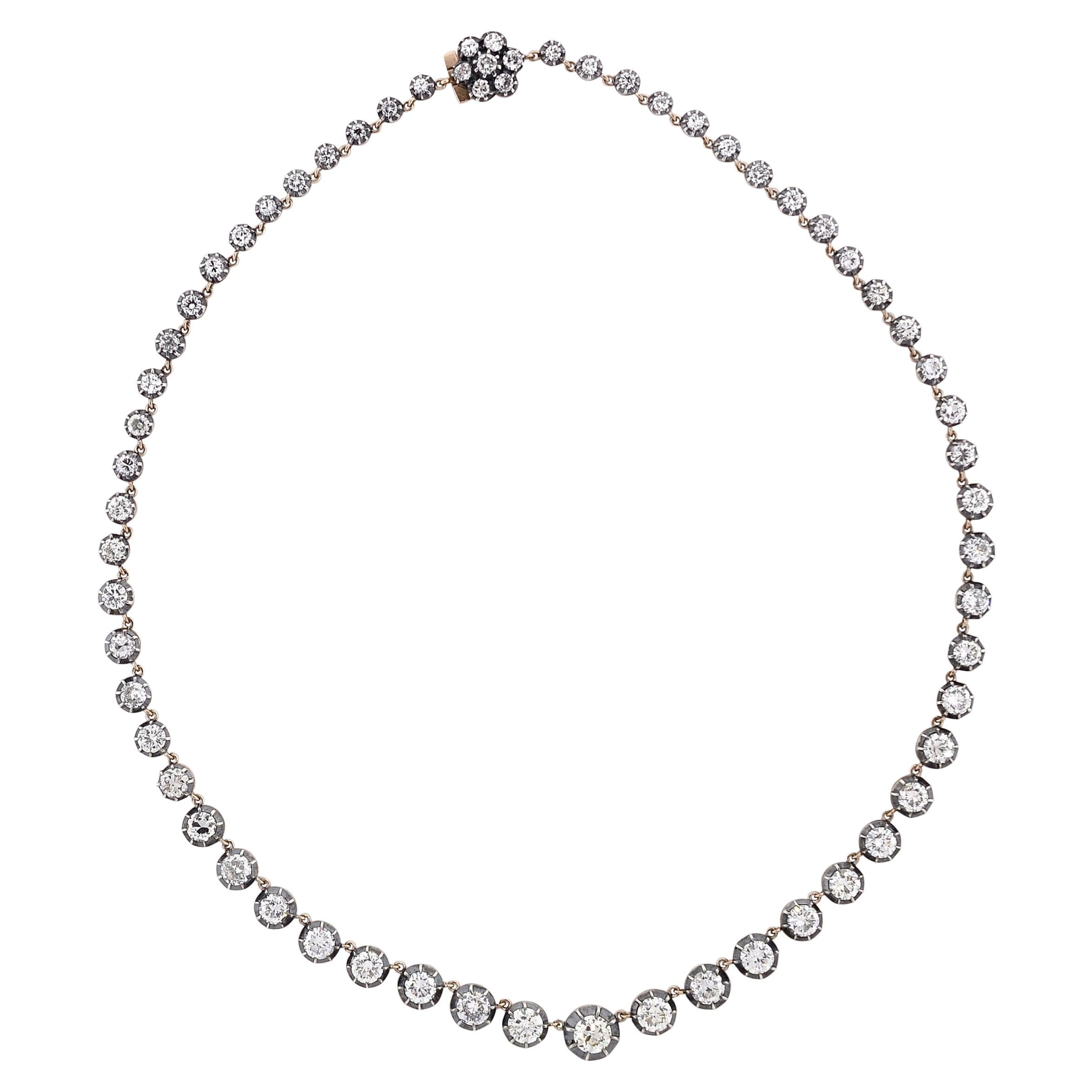 15.09 Carat Old Cut Diamond Victorian Revival Necklace For Sale