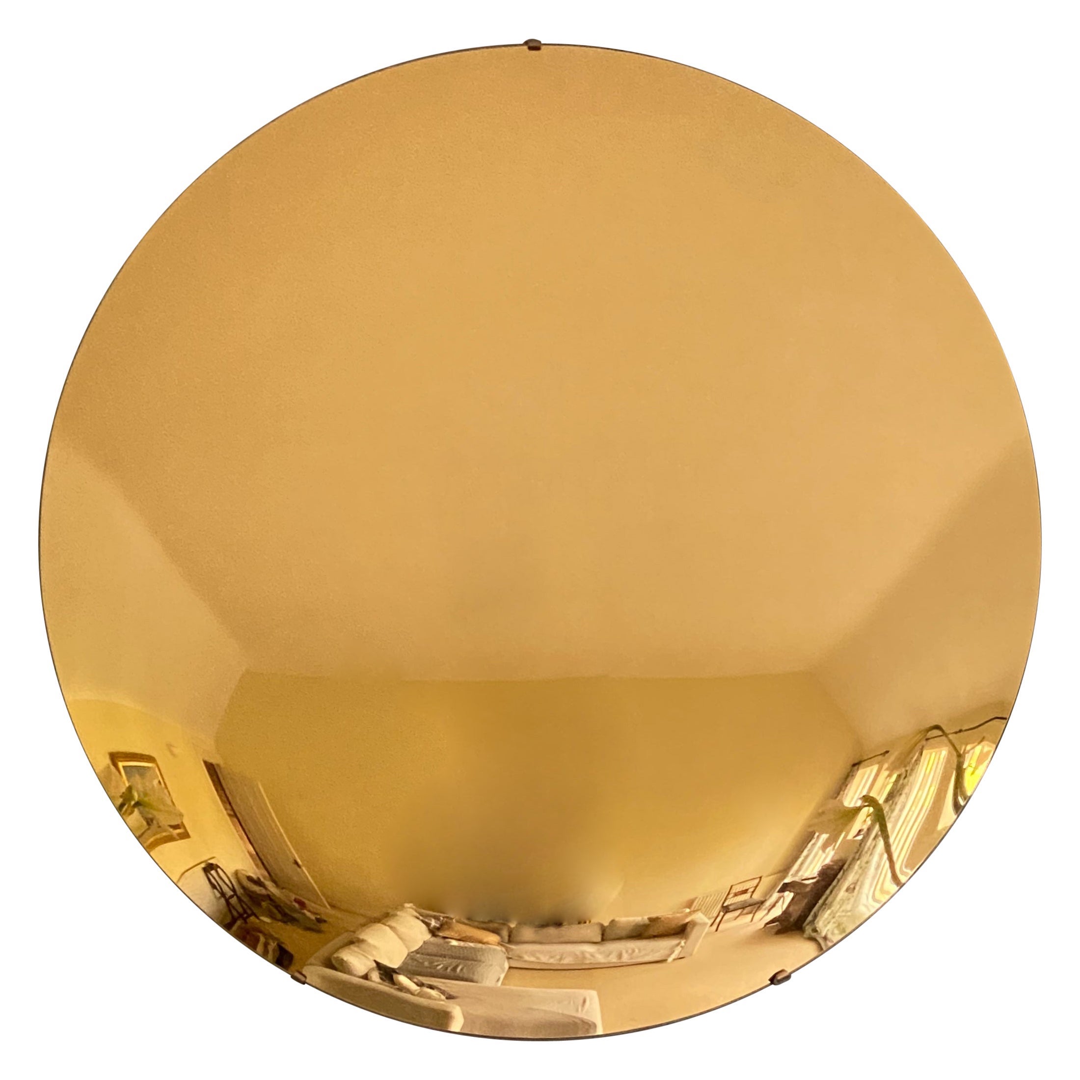 150cm /59" Varenna 24 Ct Verre Eglomisé Red Gold Convex Mirror For Sale