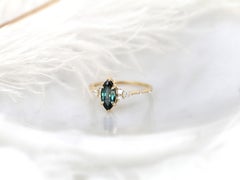1.50ct Astrid 14kt Gold Teal Sapphire Diamond Marquise Cluster Ring
