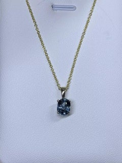 1.50ct blue sapphire classic solitaire necklace 18k gold
