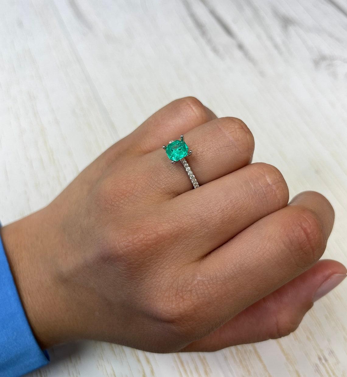 1,50 Karat Bluish Green Octagon Cut kolumbianischer Smaragd 7x7 Echter Mai Geburtsstein im Angebot 2