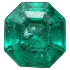 1.50ct Bluish Green Octagon Cut Colombian Emerald 7x7 Genuine May Birthstone