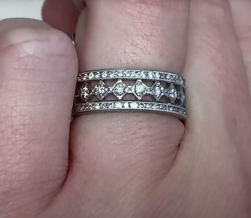 Women's 1.50ct Brilliant Cut Diamond Band Ring, H Color, VS1 Clarity, Platinum For Sale
