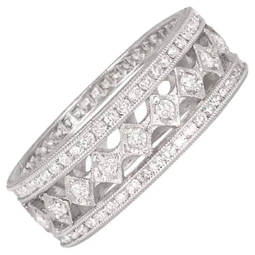 1.50ct Brilliant Cut Diamond Band Ring, H Color, VS1 Clarity, Platinum For Sale