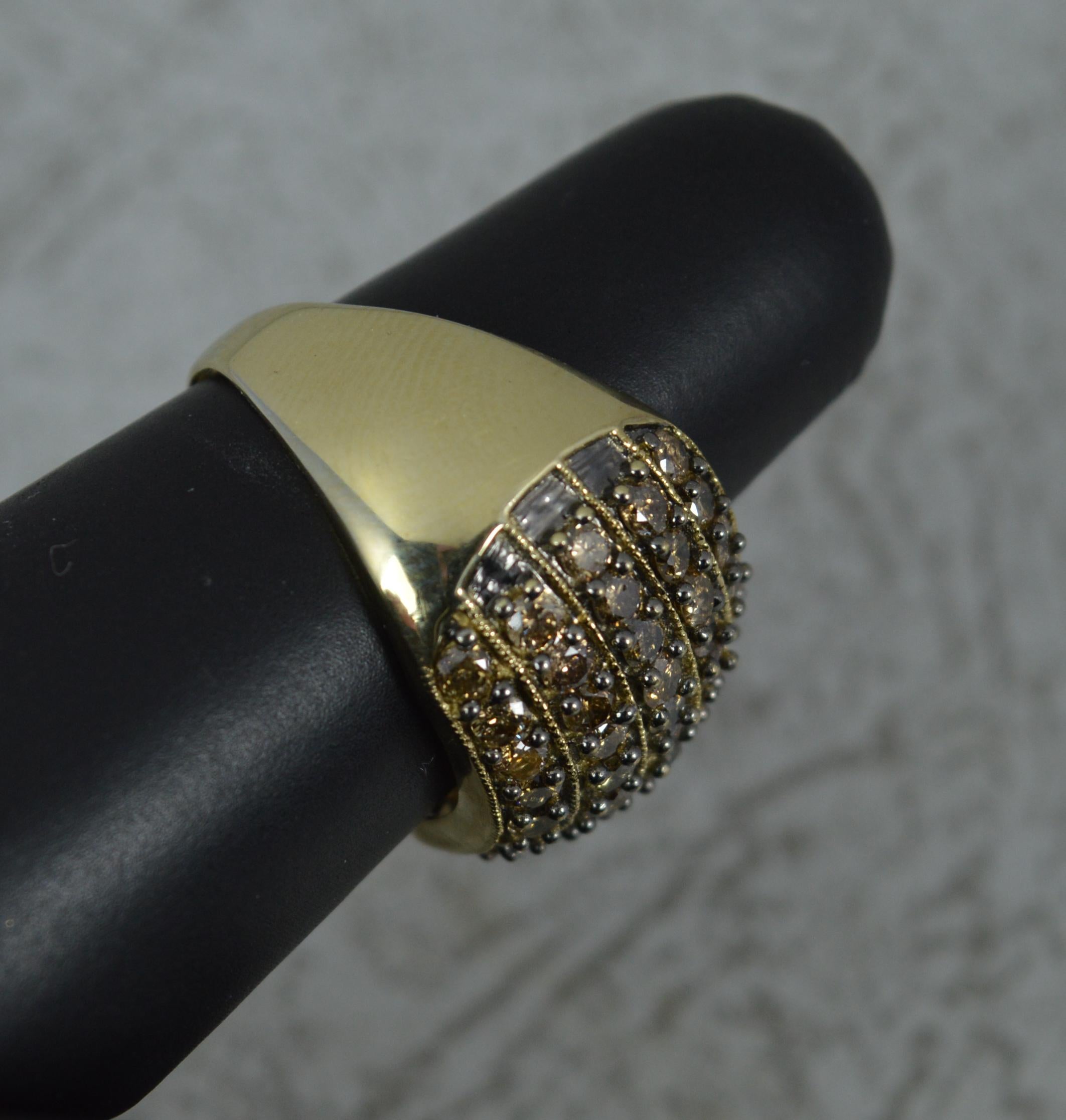 1.50ct Champagne Diamond and 9 Carat Gold Bling Bombe Cluster Ring 4