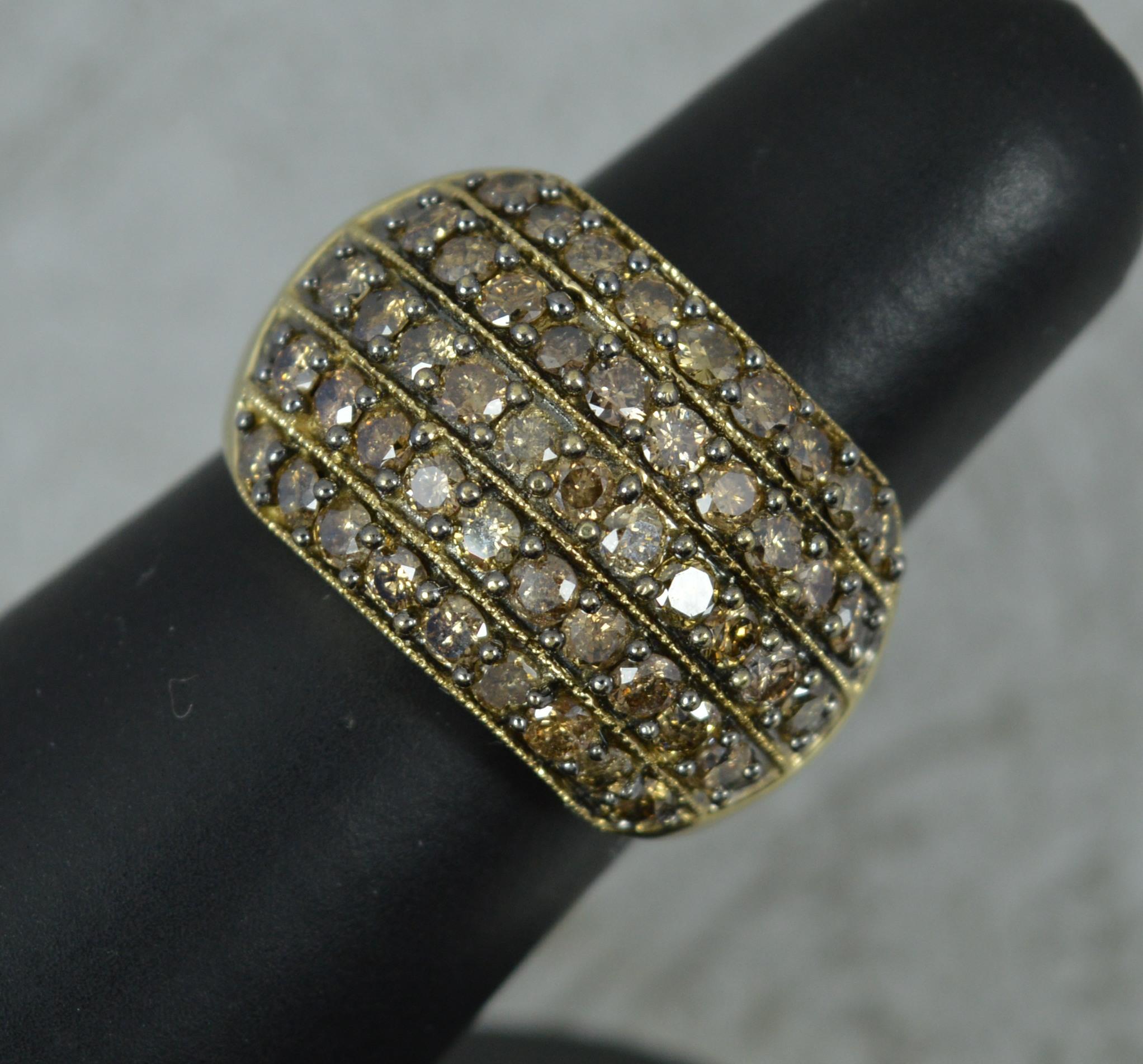 1.50ct Champagne Diamond and 9 Carat Gold Bling Bombe Cluster Ring 5