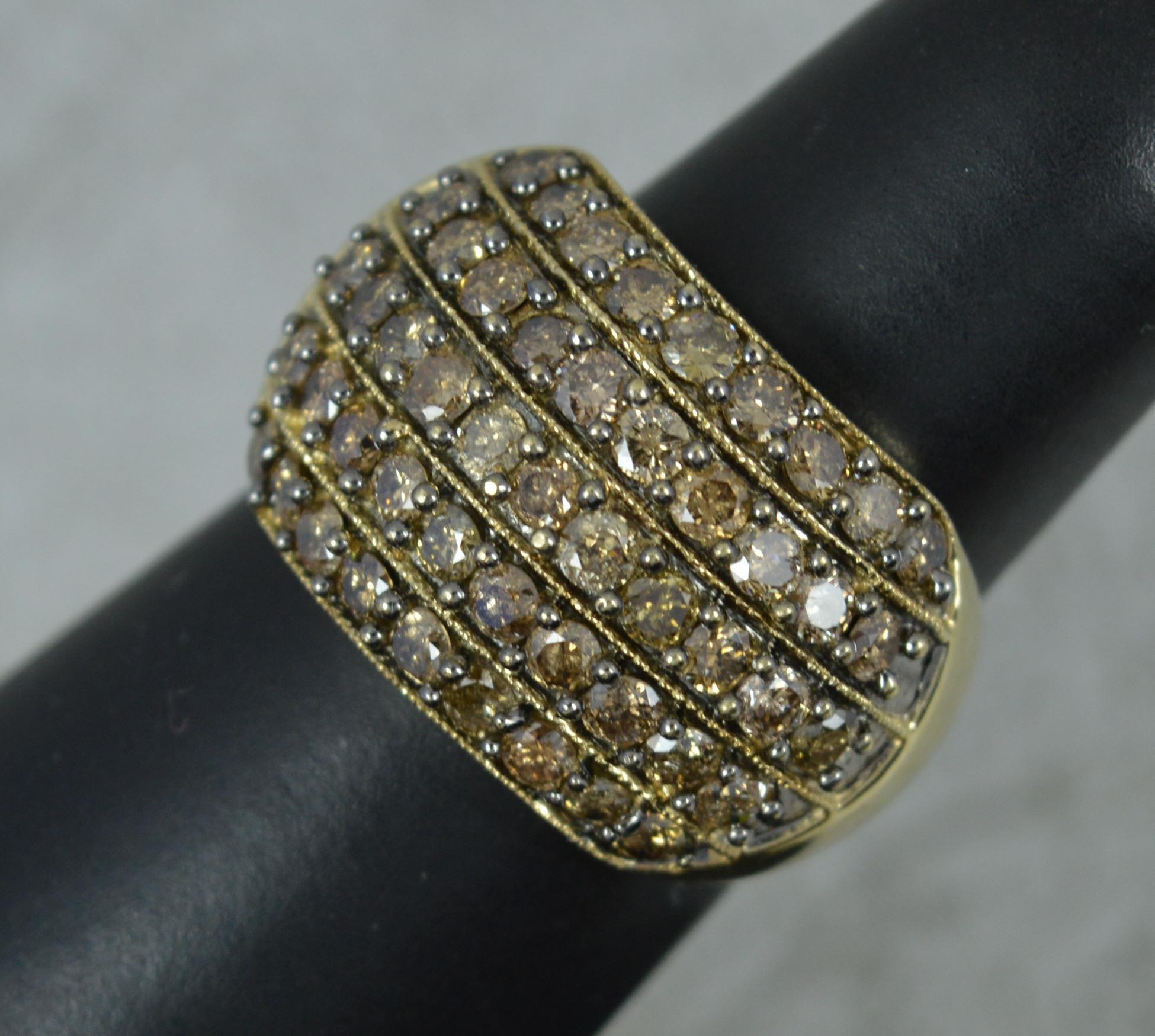 1.50ct Champagne Diamond and 9 Carat Gold Bling Bombe Cluster Ring 6