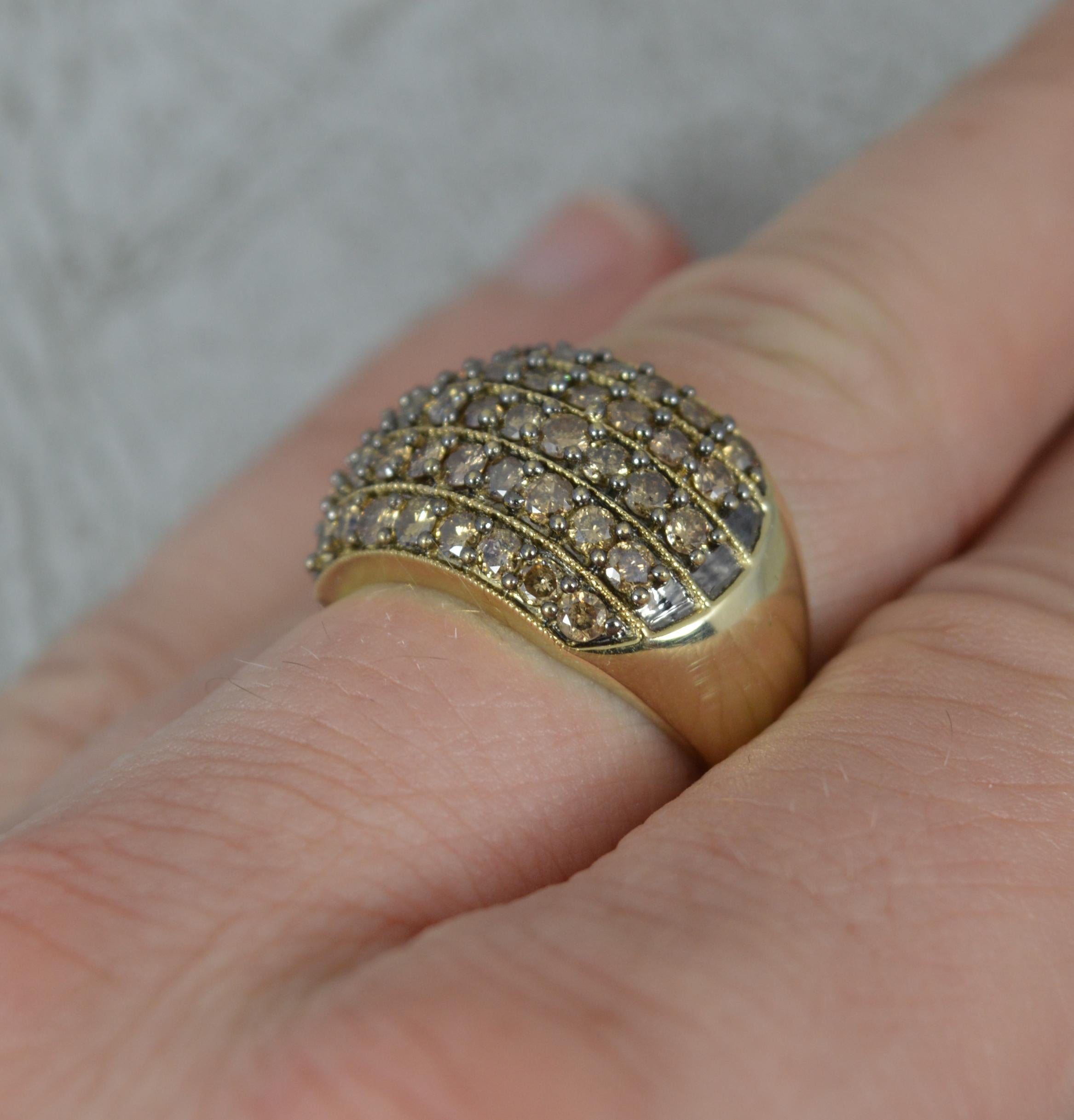 Contemporary 1.50ct Champagne Diamond and 9 Carat Gold Bling Bombe Cluster Ring