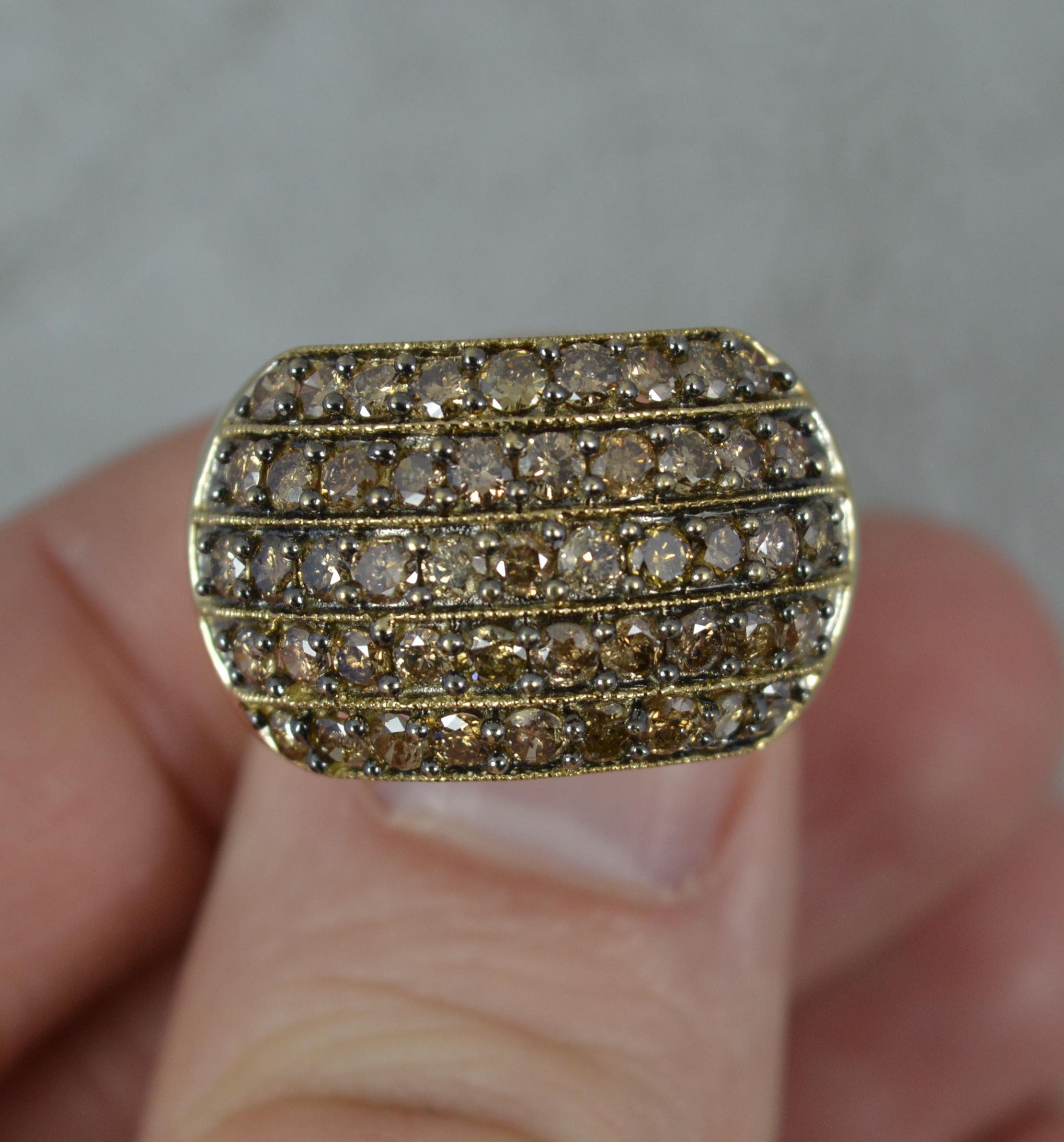 1.50ct Champagne Diamond and 9 Carat Gold Bling Bombe Cluster Ring In Good Condition In St Helens, GB