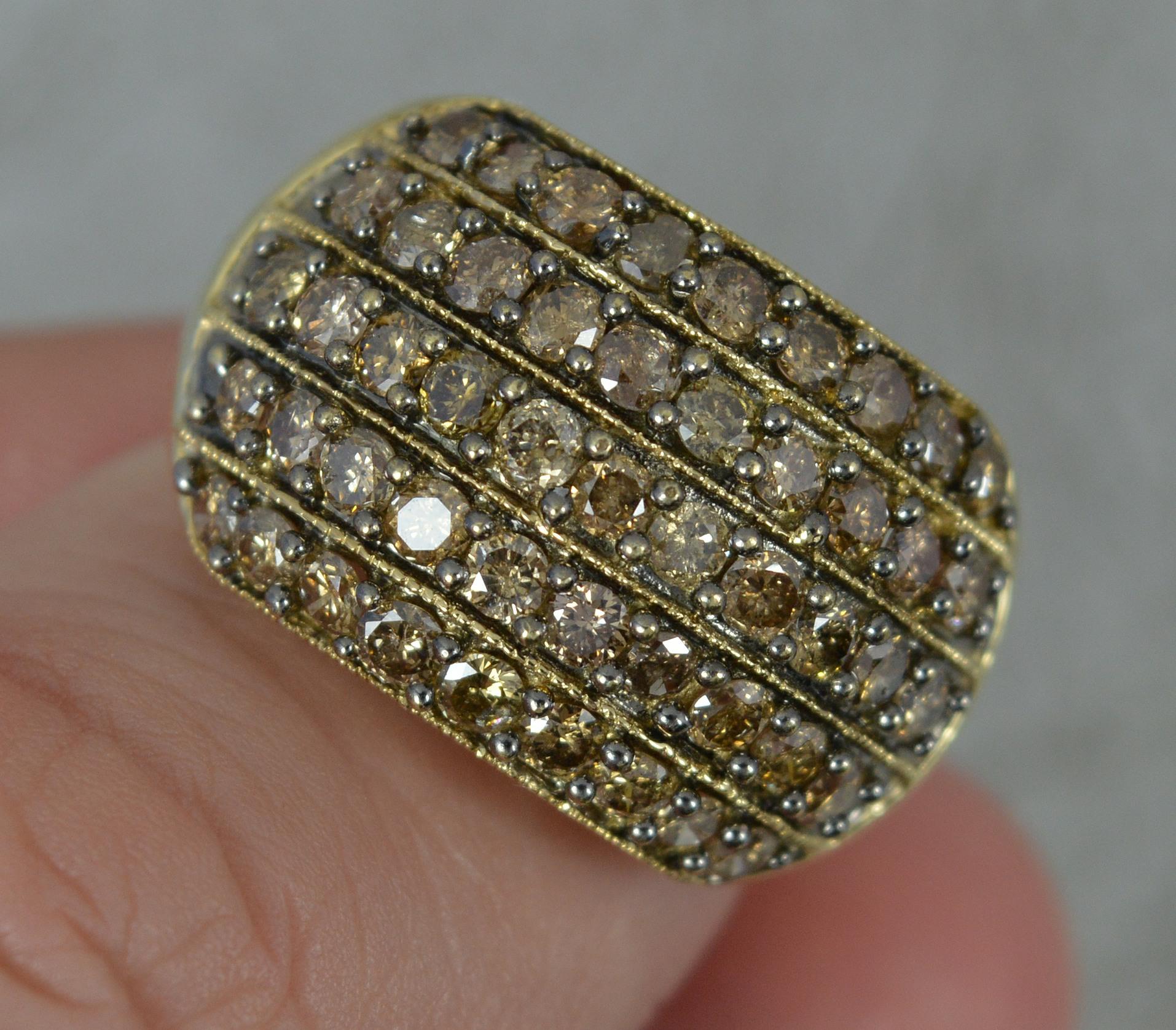Women's 1.50ct Champagne Diamond and 9 Carat Gold Bling Bombe Cluster Ring