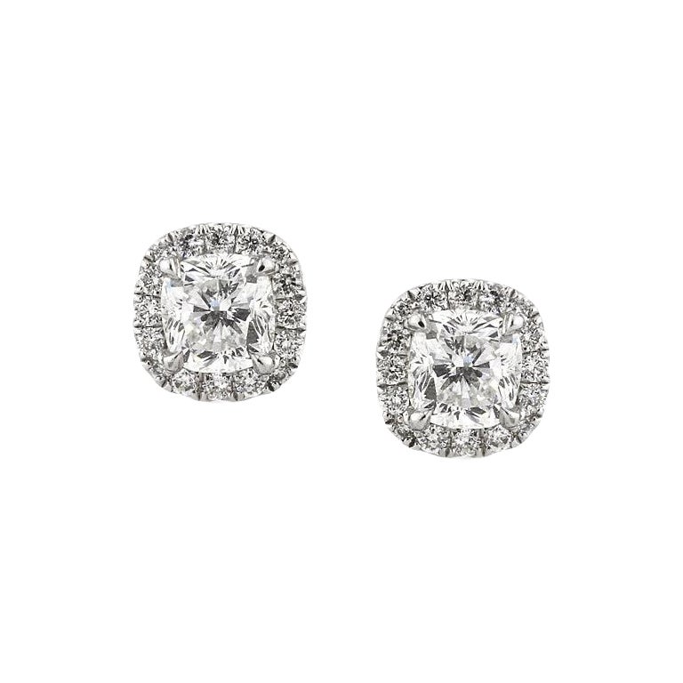 1.50ct Cushion Cut Diamond Stud Earrings