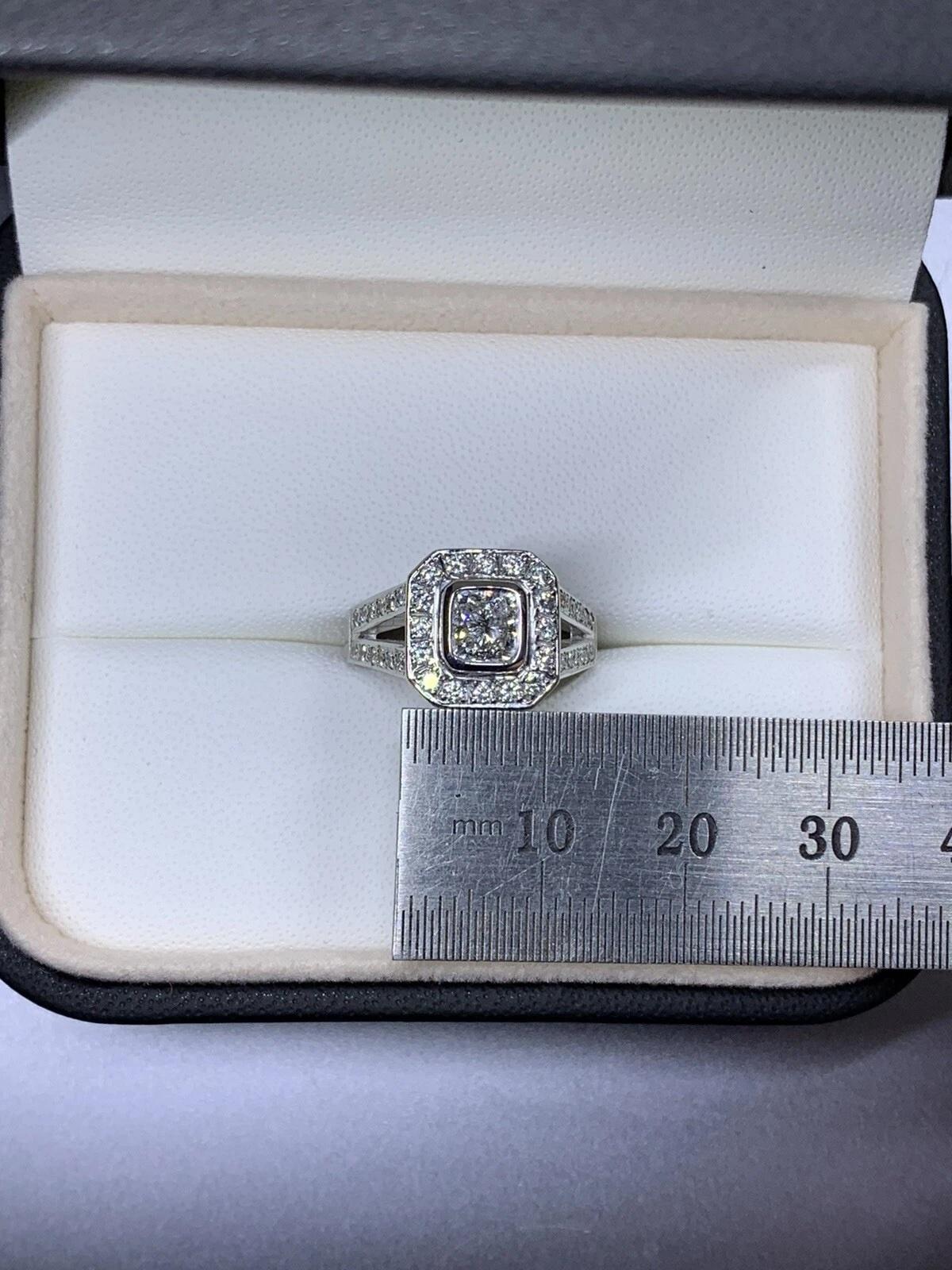 Cushion Cut 1.50ct cushion diamond with halo antique engagement ring in 18k gold Split Band. For Sale