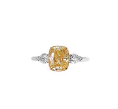 1.50ct. Cushion Natural Fancy Yellow-Orange Diamond Engagement Ring, GIA Report.