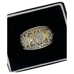 1.50ct Diamond Cluster (Round & Baguette) Retro Bombé Ring in 9K 375 Yellow Gold