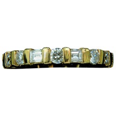 Bracelet d'éternité en or 14 carats avec diamants taille baguette et diamants 1,50 carat