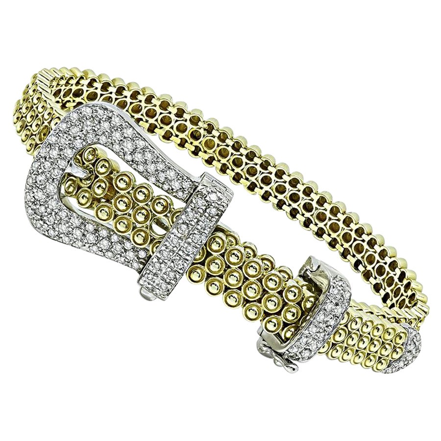 1.50ct Diamond Gold Belt Buckle Bracelet For Sale