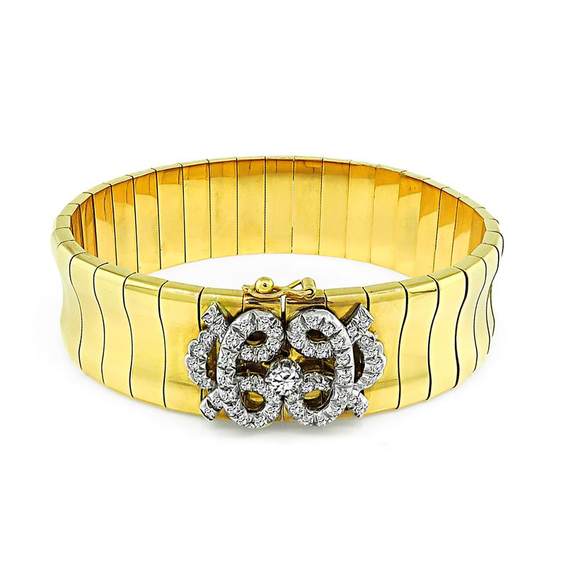 Taille vieille Europe Bracelet en or avec diamants de 1,50 carat en vente