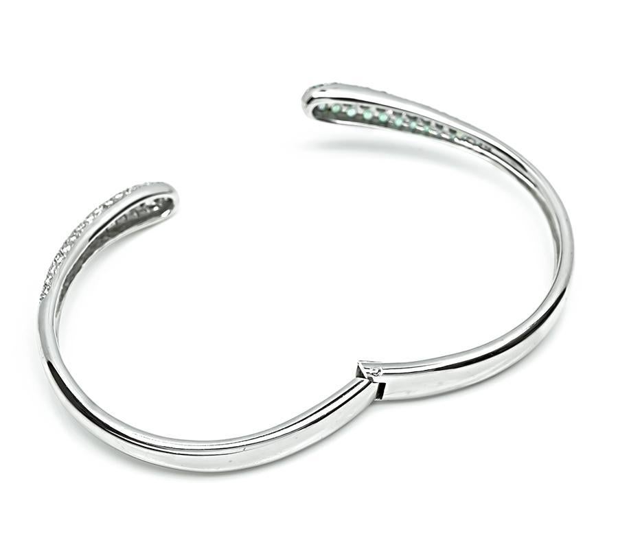 Brazalete de oro con zafiro verde y diamantes de 1,50 ct en Bueno estado para la venta en New York, NY