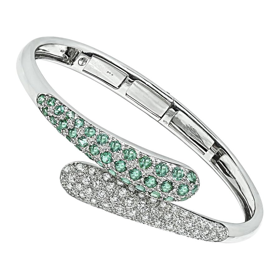 Brazalete de oro con zafiro verde y diamantes de 1,50 ct en venta