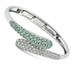 1.50ct Diamond Green Sapphire Gold Bangle
