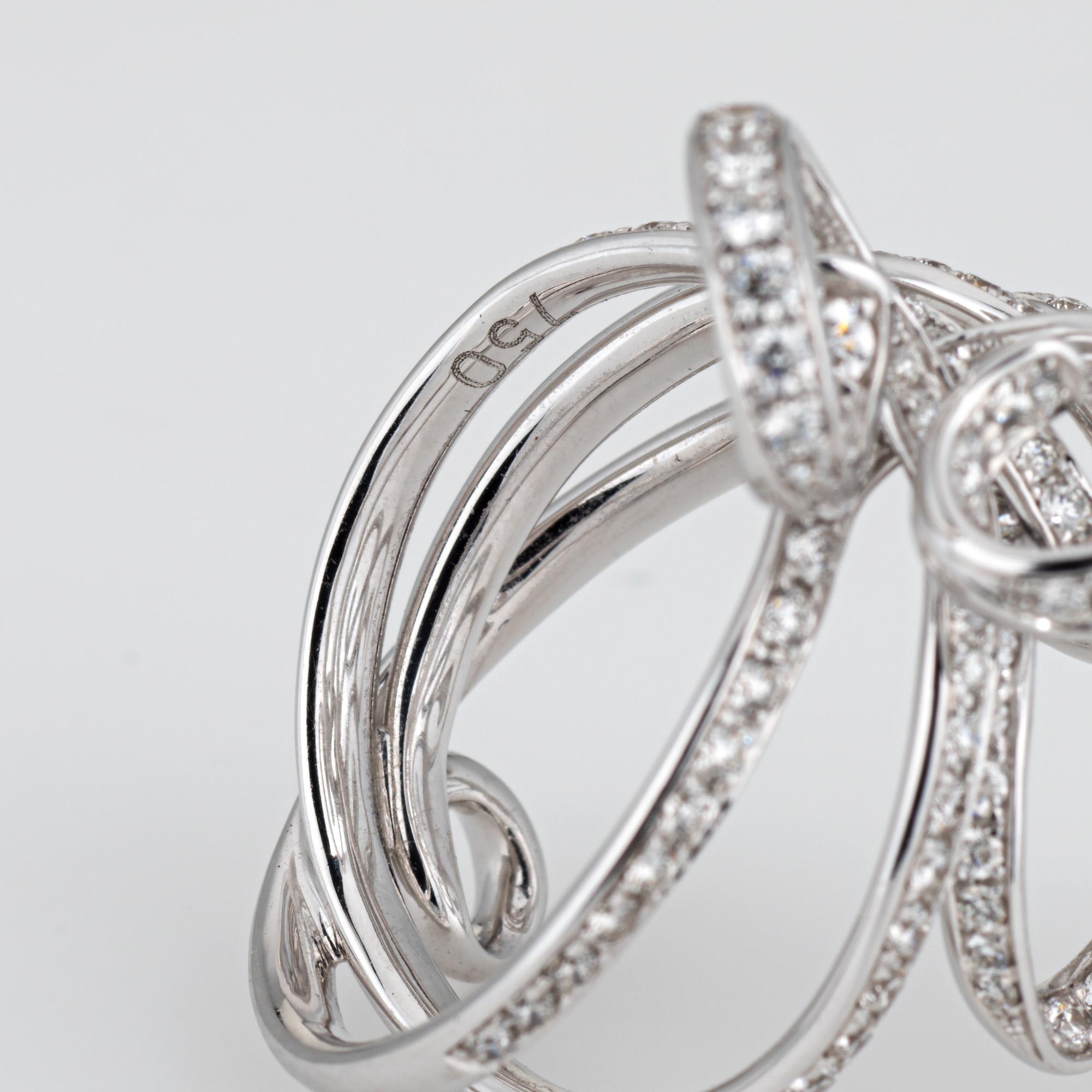 1.50ct Diamond Ribbon Ring Estate 18k White Gold Cocktail Jewelry Sz 6  For Sale 1