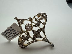 1,50 ct Diamant, viktorianische Diamantbrosche aus einem Nachlass, Edelstahl und 10 KT Gelbgold