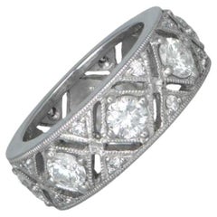 Alliance en platine avec diamants de 1,65 carat, couleur H, pureté VS1