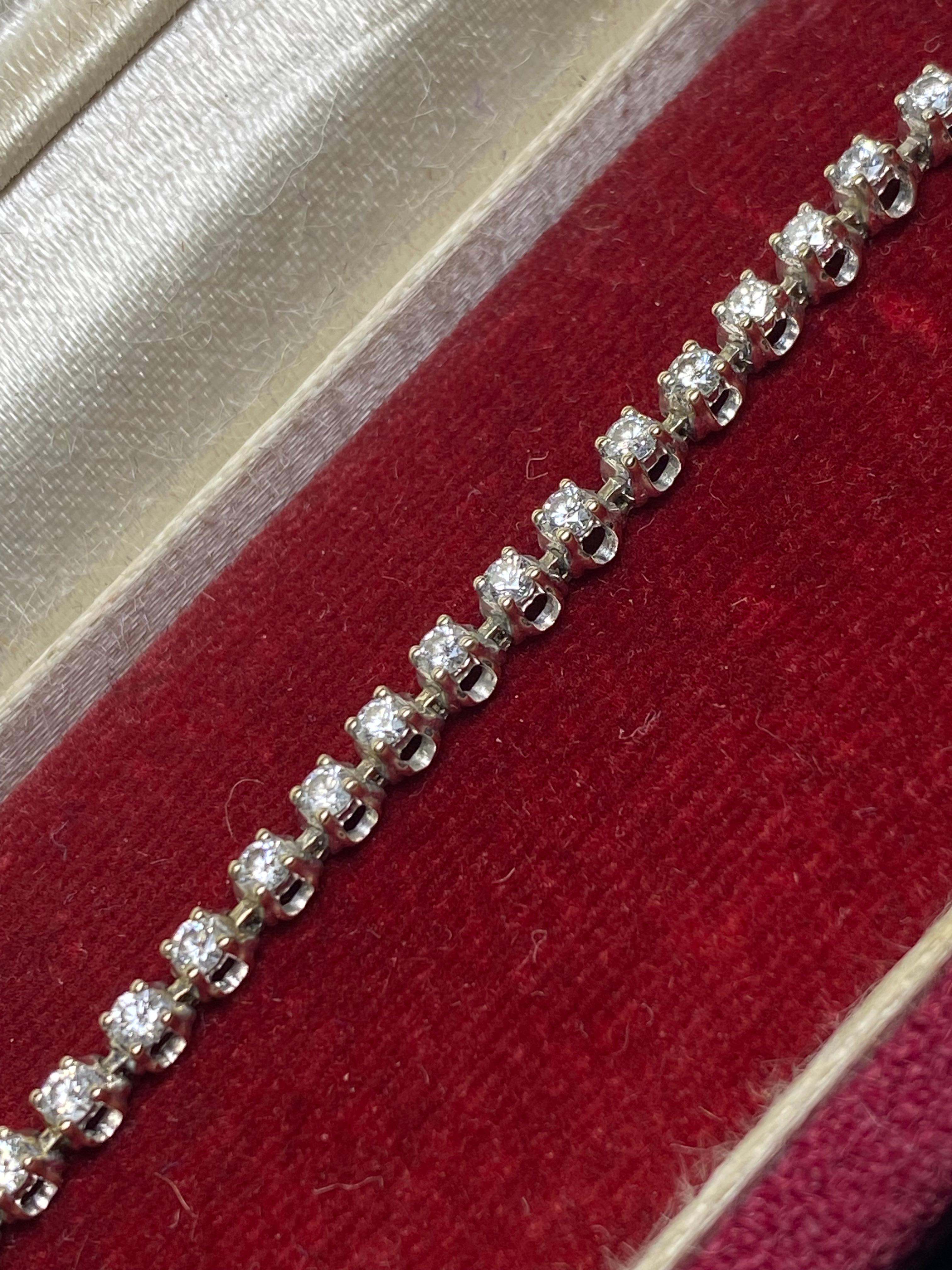 1.50ct Diamond (x 60) Tennis Bracelet in 18K White Gold,  Valued at $7, 500 For Sale 3