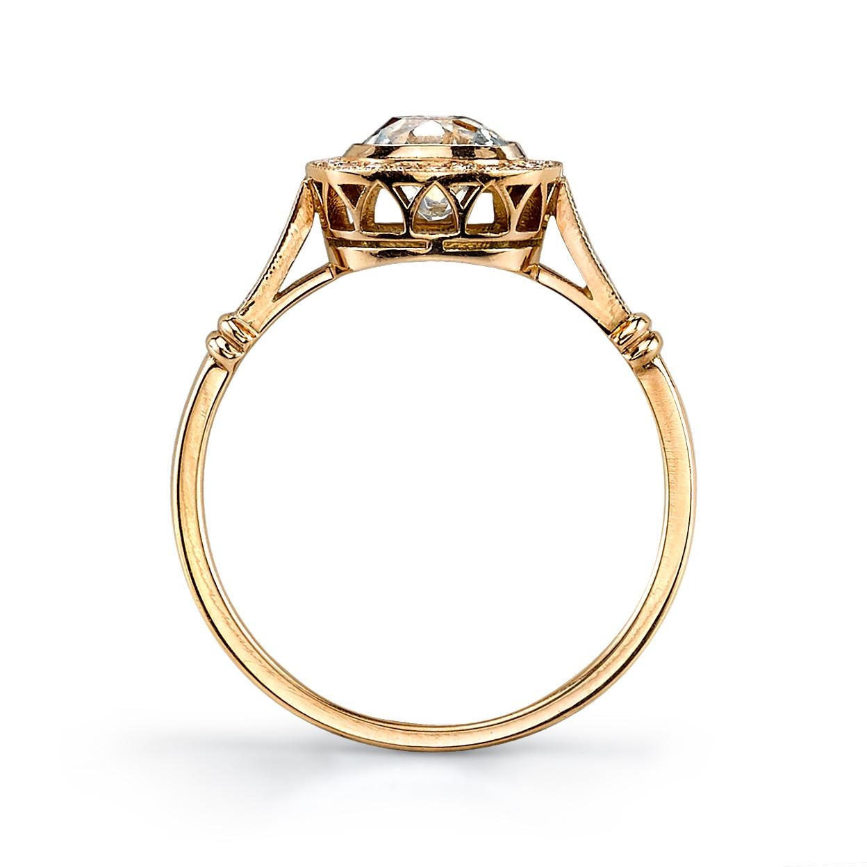 1.50 Carat Old European Cut Diamond Set in a Handcrafted 18K Yellow Gold Ring In New Condition In Los Angeles, CA