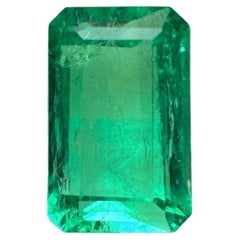 1.50ct Elongated Muzo Green Emerald Cut Colombian Gem 8x5 Genuine May Birthstone