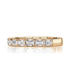 1.50ct Emerald Cut Diamond Wedding Band in 18k Champagne Yellow Gold
