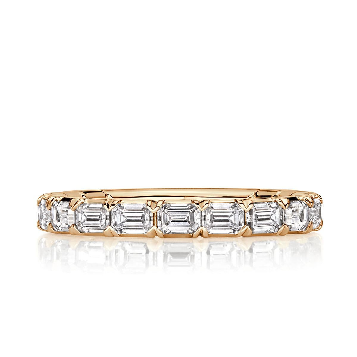 1.50ct Emerald Cut Diamond Wedding Band in 18k Champagne Yellow Gold