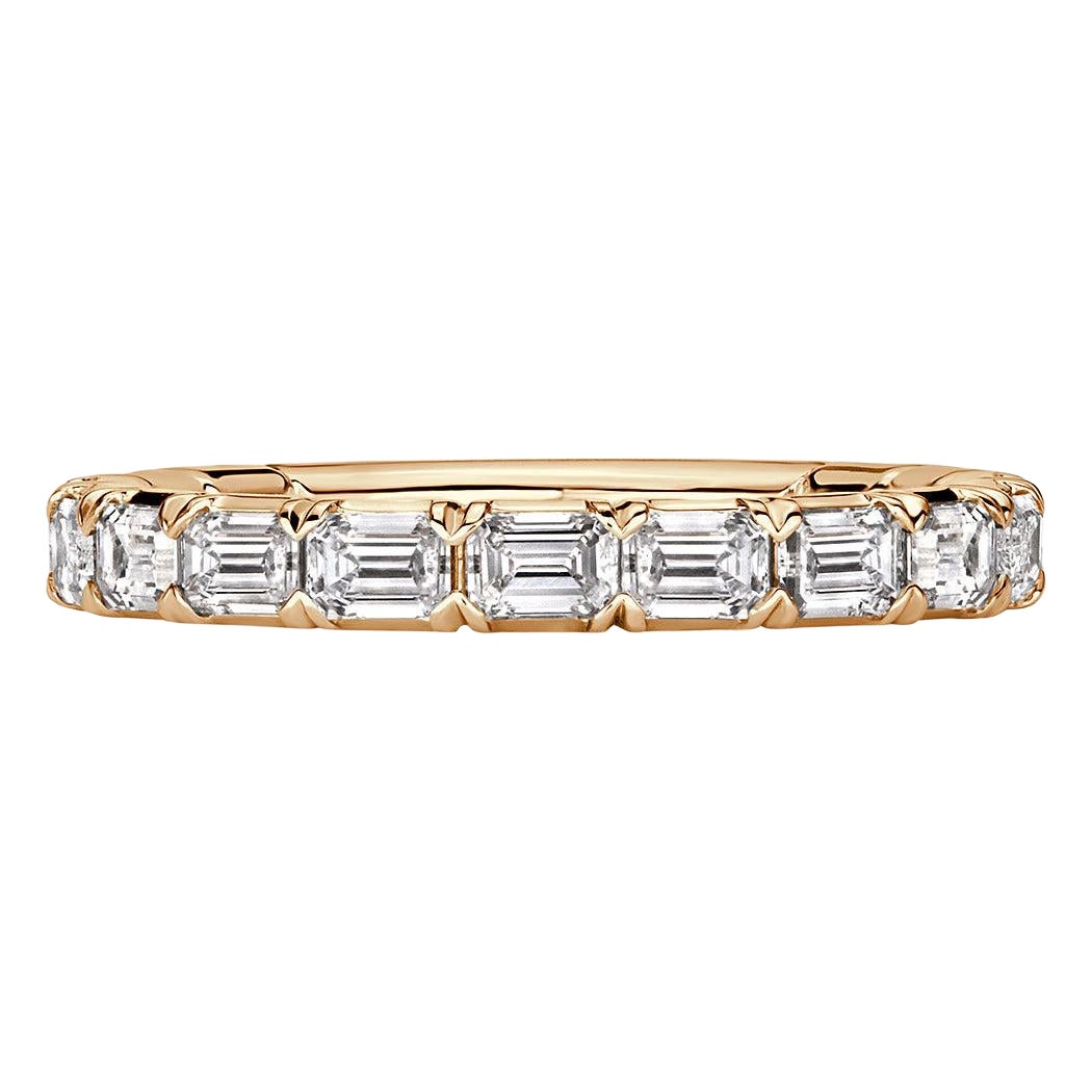 1.50ct Emerald Cut Diamond Wedding Band in 18k Champagne Yellow Gold