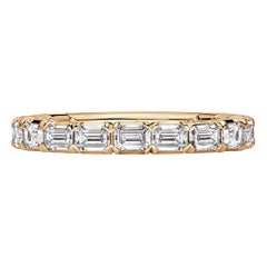 1.50ct Emerald Cut Diamond Wedding Band in 18k Champagne Yellow Gold