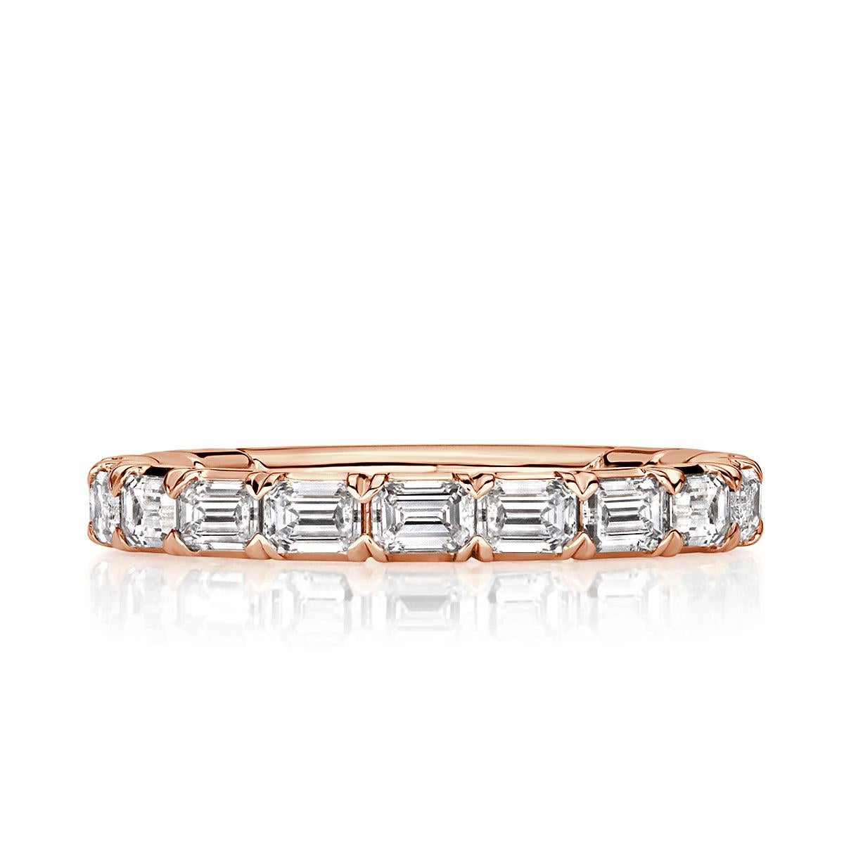 1.50ct Emerald Cut Diamond Wedding Band in 18k Rose Gold For Sale