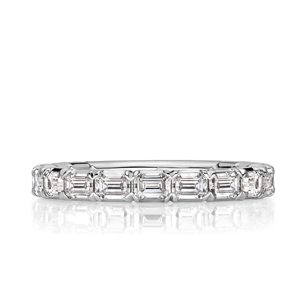 1.50ct Emerald Cut Diamond Wedding Band in 18k White Gold For Sale