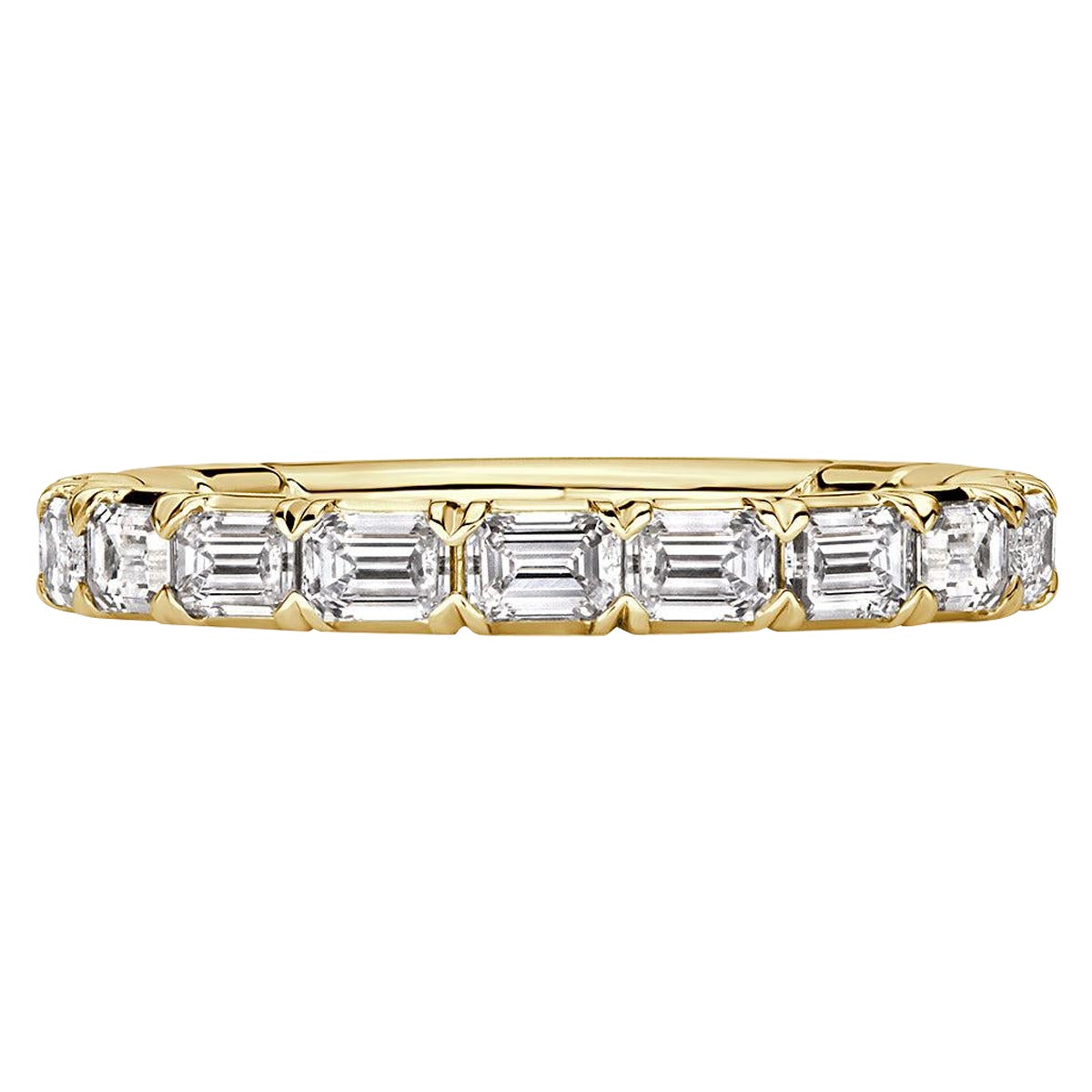 1.50ct Emerald Cut Diamond Wedding Band in 18k Yellow Gold