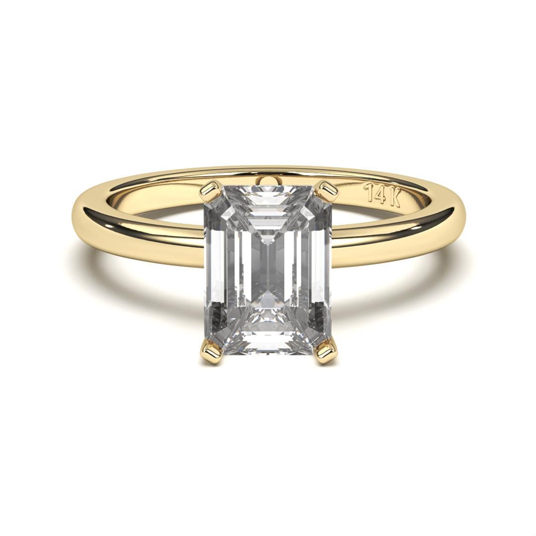1.50CT Emerald Cut Solitaire GH Color I1 Clarity Natural Diamond Wedding Ring For Sale 8