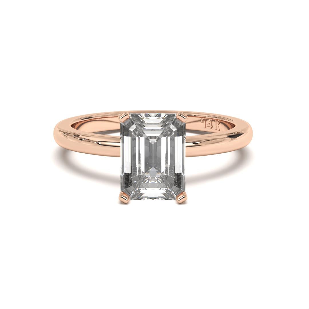 1.50CT Emerald Cut Solitaire GH Color I1 Clarity Natural Diamond Wedding Ring For Sale 1