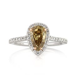1.50ct Fancy Brown Yellow Pear Shaped Diamond Engagement Ring