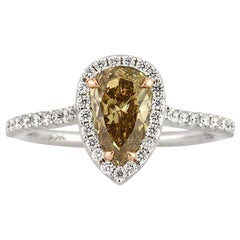 1.50ct Fancy Brown Yellow Pear Shaped Diamond Engagement Ring